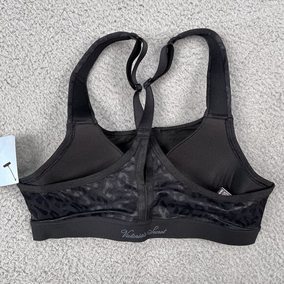 NWT Victoria's Secret Animal Print Black Knockout Front Close Sport Bra Sz 32B - Picture 3 of 5